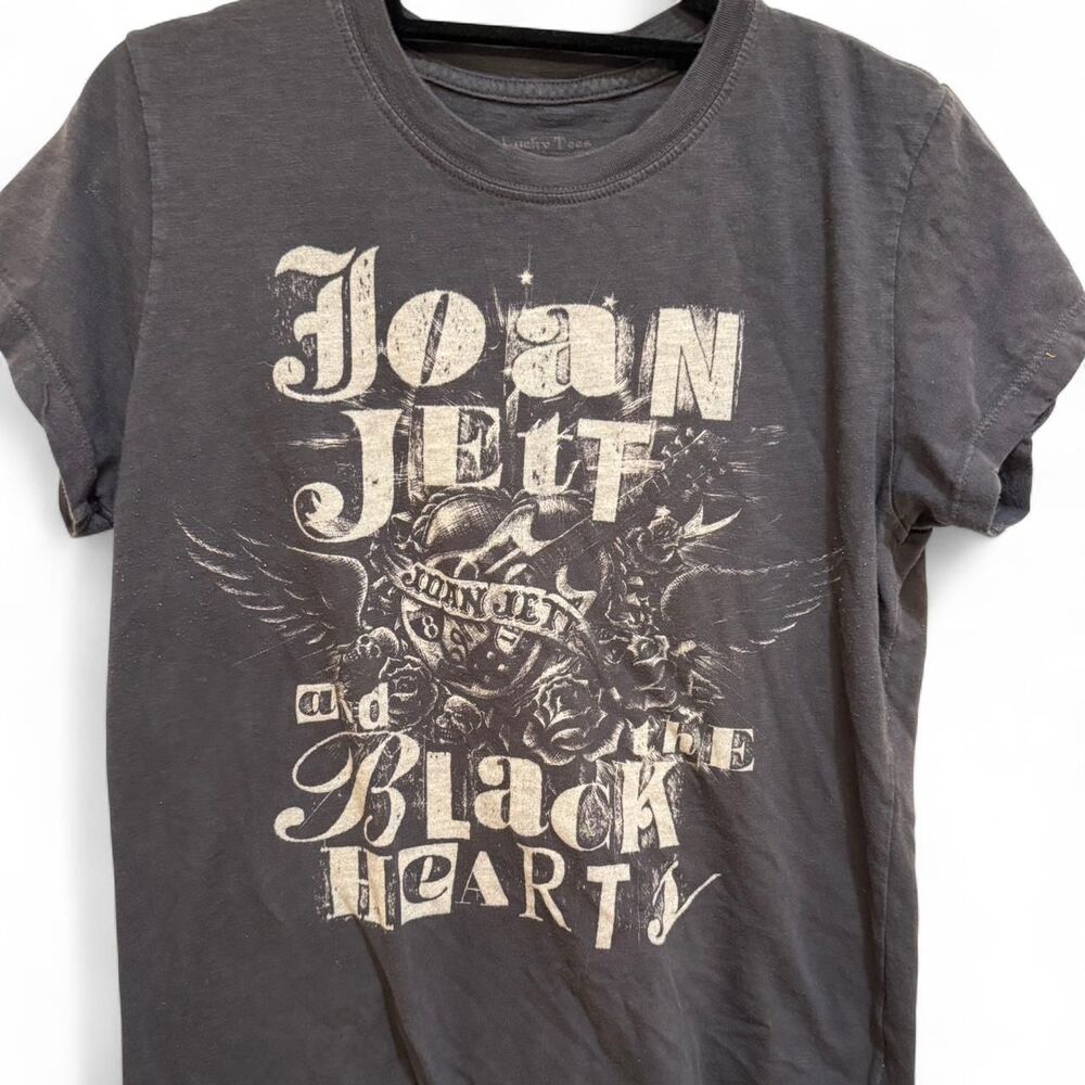 Lucky Brand Women's Grey & Black Joan Jett Blackhearts Rock Band T-shirt